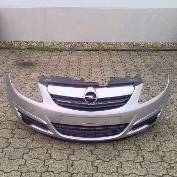 Opel Corsa D Stoßstange vorne 13211462 Stoßfänger Silber 06-10